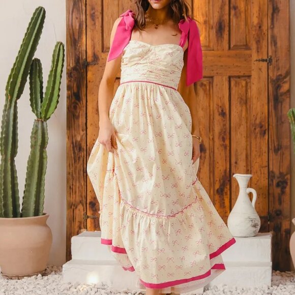 SO ME Ribbon Flowy Maxi Dress‎ with Contrast Trim - Picture 11 of 14